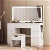 TRIUMPHKEY Toeletta Trucco con Grande LED Specchio,Postazione Trucco con Sgabell