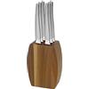 LOU LAGUIOLE Ceppo 6 Coltelli Bistecca Jet Sablé, Legno Acacia | Blocco di legno di acacia con 6 coltelli da bistecca, acciaio inox 13 C, finitura sabbiata, 9 x 5 x 12 cm