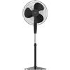 Taurus - Ventilatore a piantana Greco 16CR Elegance | 45W | 3 pale 40 cm | 3 velocità | Oscillazione automatica | Altezza regolabile 108-132 cm | Silenzioso | Portatile | Base antiscivolo | Nero