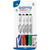 GIOTTO Robercolor, Set di 4 pennarelli a punta media, ideali per uso scolastico, ufficio e creativo, blister, colori assortiti: blu, rosso, nero, verde, 4 pezzi