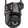 PTZ WiFi 4K 8MP Dual-Lens Visione Notturna Impermeabile iCSee SmartCam Nero