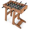FANTASK Calcio da tavolo pieghevole con 18 calci e 2 palline, tavolo da gioco per adulti e bambini, calcio balilla per sala giochi, bar e feste, 69 x 60 x 71 cm (marrone)