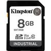 Kingston 8G SDHC Industrial pSLC UHS-I Memoria SDHC Industrial Nero 3.3 V