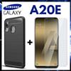 Per SAMSUNG GALAXY A20E COVER NERA CARBON ANTIURTO + PELLICOLA VETRO TEMPERATO