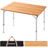 Does not apply Tavolo Pieghevole 100X65X45/52/65Cm in Bamboo Regolabile in Altezza, Da Esterno,