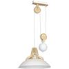 Homemania HOMAX_4397 Lampada a Sospensione Lilus Bianco in Metallo, Legno, 37 x 37 x 85 cm