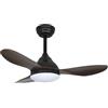 wonderlamp - Ventilatore da soffitto piccolo ø 92cm LED Cavil Mini nero+legno 20W con memoria di accensione e CCT 3000-4000-6000K
