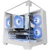 Mars Gaming MC-VISIONM, Case Gaming Compatto MicroATX, Triplo Vetro Temperato, Struttura Doppia Camera, Supporto Raffreddamento Liquido fino a 240mm, Mini-Tower PC con Ampia Capacità Interna, Bianco
