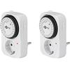 Goobay 64893 - Timer analogico per interni, con prese, 15 minuti, per interni, funzionamento continuo, set da 2 pezzi