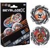 Hasbro Beyblade X Dual Pack Clamp Crab 9-65S BX et Crest Leon 4-55A UX, 2 toupies de Combat Takara Tomy à Rotation Droite, dès 8 Ans
