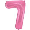 Folat 65907 Palloncino di Alluminio Numero Figura 7 Rosa Metallizzato Opaco 86 cm - Decorazione Palloncino di Elio per Compleanno, Anniversario