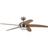 Pepeo Ventilatore da soffitto Melton con illuminazione e telecomando, custodia in nichel, lama color miele - acero, 132 cm, per ambienti fino a 25 m²
