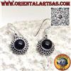Oriental art sas Orecchini in argento 925 ‰ con onice tonda contornata da due giri di sfere