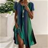 Vestito Donna Estivo Elegante, Abito con Floreale Stampa a Maniche Cor
