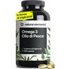 natural elements Omega 3 Olio di Pesce 2000mg - 365 softgels capsule - 360mg EPA e 240mg DHA per