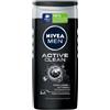 NIVEA MEN Active Clean - Gel doccia da uomo con carbone attivo 3 in 1, detergent
