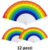 Set 12 Pezzi Ventaglio Arcobaleno Tessuto Feste Matrimonio Caldo Estate sus