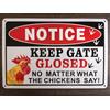 Does not apply Cartello Con Scritta "Keep Gate Close", 30,5 X 20,3 Cm, in Alluminio Antiruggine