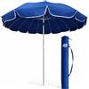 DANYX Ombrellone Mare 220 cm Antivento UV50+ 16 Stecche Fibra di Vetro Palo Blu