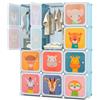 RELAX4LIFE Armadio Modulare a 8/12 Cubi per Bambini con 2 Barre Appendiabiti