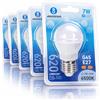 Aigostar Lampadina LED G45 Sfera E27 7W Luce Fredda 6500K 620lm 180 Gradi 5 Pezz