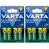 VARTA 8 Batterie Pile ricaricabili STILO AA VARTA 2100 mAh HR6 Già cariche corriere