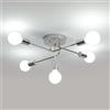 DELIPOP Plafoniera Sputnik Vintage, 5 Luci Lampadario Soffitto Industrial E27, Moderno Lampada da Soffitto in Metallo per Camera Da Letto Soggiorno Cucina Corridoio Sala da Pranzo (Cromo)