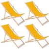 Legno di faggio di alta qualità Set di quattro sdraio per spiaggia e giardino in faggio giallo di design