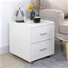 Does not apply Comodino Semplice in Legno Colore Bianco Con 2 Cassetti, Mobiletto Dal Design Mi