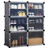 Mondeer Scarpiera per scarpe, scarpiere, idee per riporre scarpe, in plastica pieghevole con 6 ripiani, organizer modulare per scarpe salvaspazio (nero)
