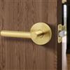 LOQRON Maniglia per porta di passaggio senza blocco, design rotondo, resistente, con finitura in ottone satinato, reversibile, per mancini/destrorsi, per porte di corridoi e armadi