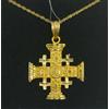 FMF Pendente E Catena Oro 18K 750 MLS. Croce Di Gerusalemme. 26,7 Mm.