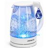 Aigostar Bollitore Vetro 2200W 1.7L LED Blu Spegnimento Auto Piastra Inox