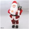 EURONATALE BABBO NATALE CM.60 VESTITO VELLUTO ROSSO E RAMETTO CANDY CANE DECORAZIONE