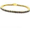 Black Diamond Tennis Unisex Bracciale 7.50 " Pollici IN Placcato Oro Giallo
