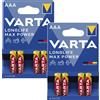 VARTA Longlife Max Power AAA 1,5V 4 pezzi - 2 confezioni