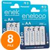 Panasonic Eneloop Batterie AA NiMH Ricaricabili Stilo Mignon 1.2V 2000mAh 8x