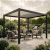 VivaGarden Pergola Bioclimatica da Esterno in Alluminio 4x3x2,5 mt Grigio Scuro