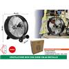 DCG Ventilatore Box Fan 240W 60cm 3 Pale in Metallo Potente con Rotelle per Mobilità