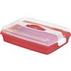 Curver Contenitore in plastica Curver per dolci con coperchio, Rosso, 45x29,5x11 cm