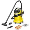 Kärcher WD 5P V-25/5/22 - Aspirapolvere multifunzione, funzione ventilatore, potenza: 1100 W, serbatoio in plastica: 25 l, tubo: 2,2 m, con presa, filtro pieghettato piatto, bocchetta a lancia a