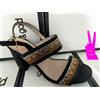GOLDEGOLD SANDALI DONNA 37 TACCO classico cerimonia nero oro argento VV