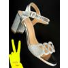 MAR SANDALI DONNA 35 TACCO ARGENTO cerimonia, classico elegante matrimonio VV