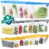 Bingolar 24 Pezzi Sacchetti Freezer Riutilizzabili e in piedi,sacchetti in silicon 24pack