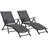 Outsunny Set 2 Sdraio da Giardino Pieghevole Schienale Regolabile 7 Posizioni