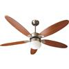 Zephir, Ventilatore da Soffitto, 5 Pale in Legno, Ventilatore con Luce, Diametro