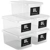 AHIOVA 5 Scatole Plastica con Coperchio Medie 8L 33x24x15,5 cm Trasparenti Contenitore