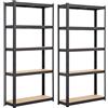 Yaheetech 2 Scaffali/Scaffalatture Metalliche da Garage 180 x 9 180x90x30cm Nero