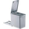 PYRAMIS Pattumiera, plastica, grigia, 2 x 7,5 litri || larghezza mobile da 30 cm