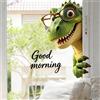 Bomboniera Dinosauro Statico Finestra Pinza per Decorazione Cucina 20x29cm PVC A